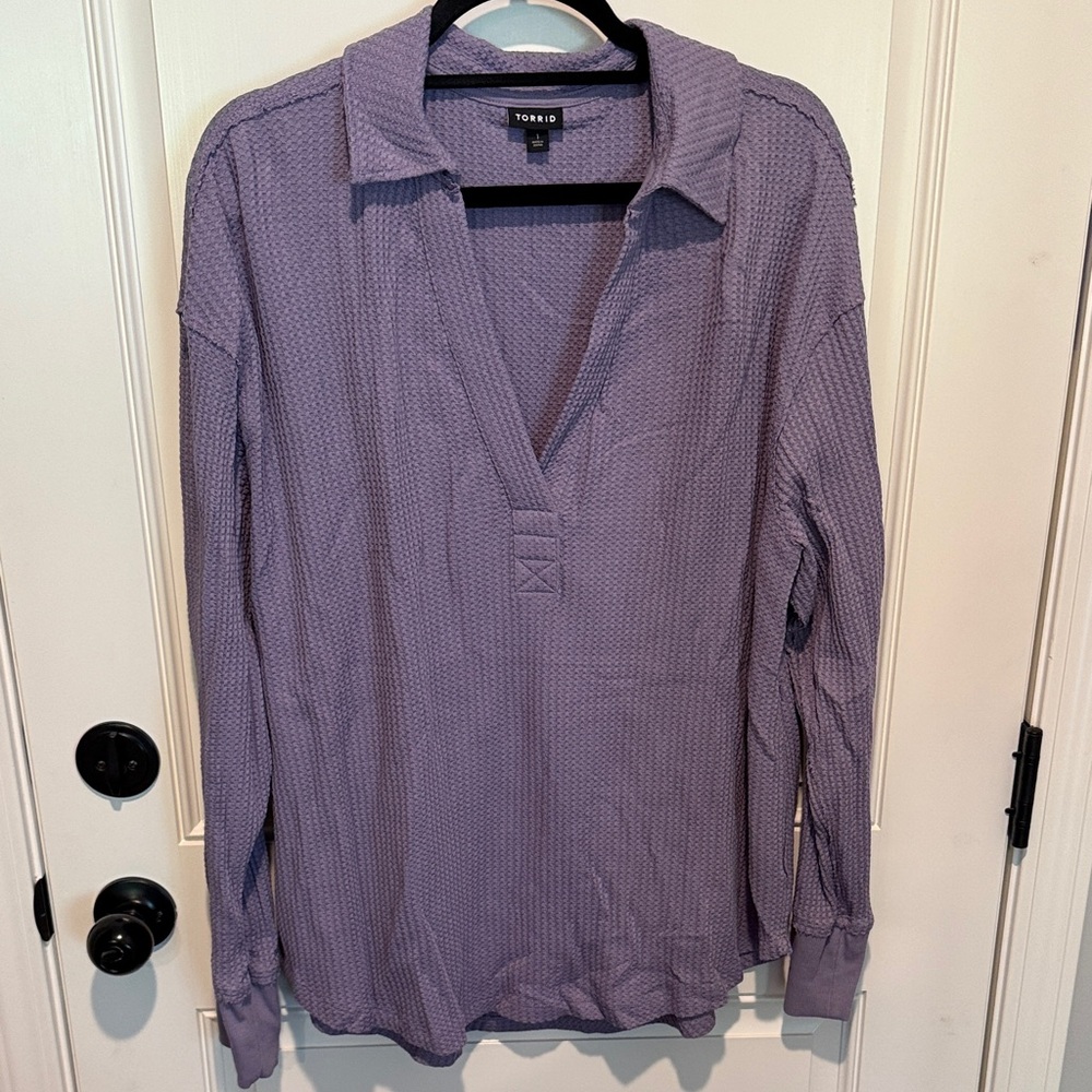 Torrid Lavender Casual Button Down Shirt
